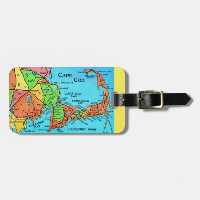 Para Maletas Etiqueta de equipaje con mapa de Cape Cod (Frente Horizontal)