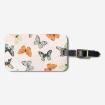 Etiqueta de equipaje con patrón de mariposa linda