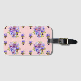 Para Maletas Etiqueta de equipaje con patrón floral de viola pe