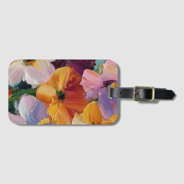 Para Maletas Etiqueta de equipaje con pintura floral vibrante e