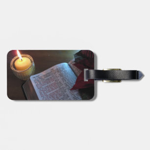 Para Maletas Etiqueta de equipaje cristiana con correa de cuero