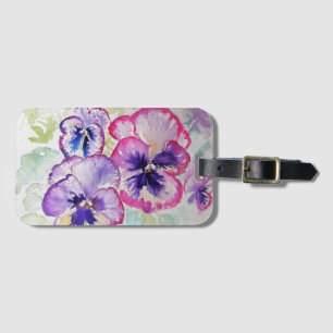 Para Maletas Etiqueta de equipaje de acuarela floral de flor de
