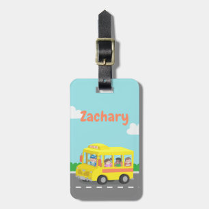 Para Maletas Etiqueta de equipaje de autobús escolar amarillo y