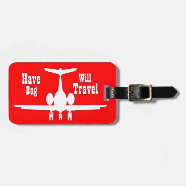 Para Maletas Etiqueta de equipaje de avión rojo personalizado y (Frente Horizontal)