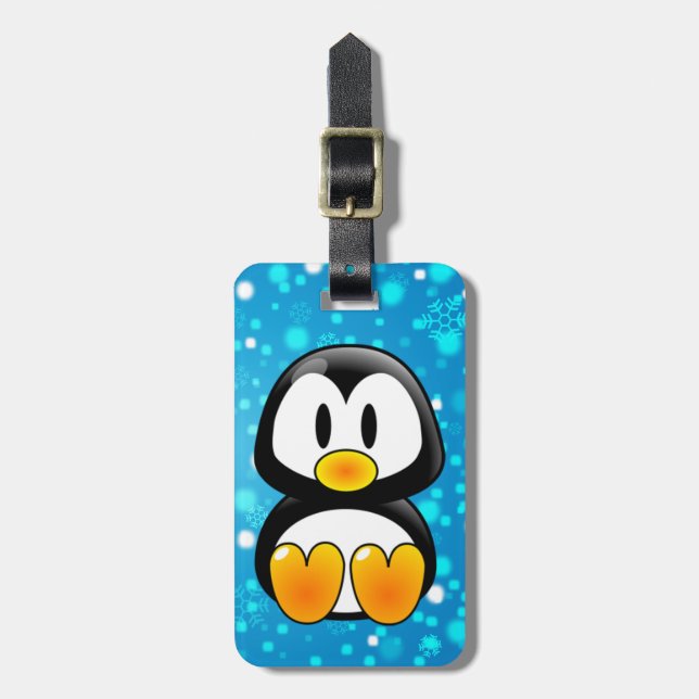 Para Maletas etiqueta de equipaje de bebé pingüino (Frente Vertical)