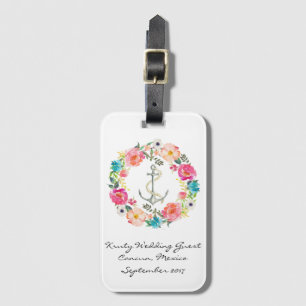 Para Maletas Etiqueta de equipaje de boda con acuarela