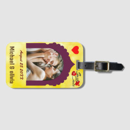 Para Maletas Etiqueta de equipaje de boda personalizada con fot