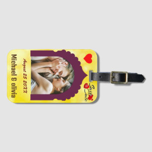 Para Maletas Etiqueta de equipaje de boda personalizada con fot