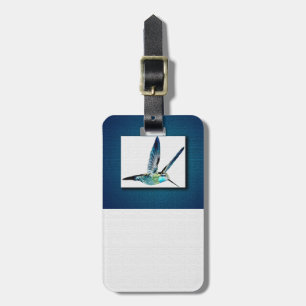 Para Maletas Etiqueta de equipaje de colibrí con tracción azul