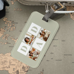 Para Maletas Etiqueta de equipaje de collage de fotos Papá 3 Ve