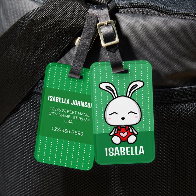Para Maletas Etiqueta de equipaje de conejito personalizado (Subido por el creador)