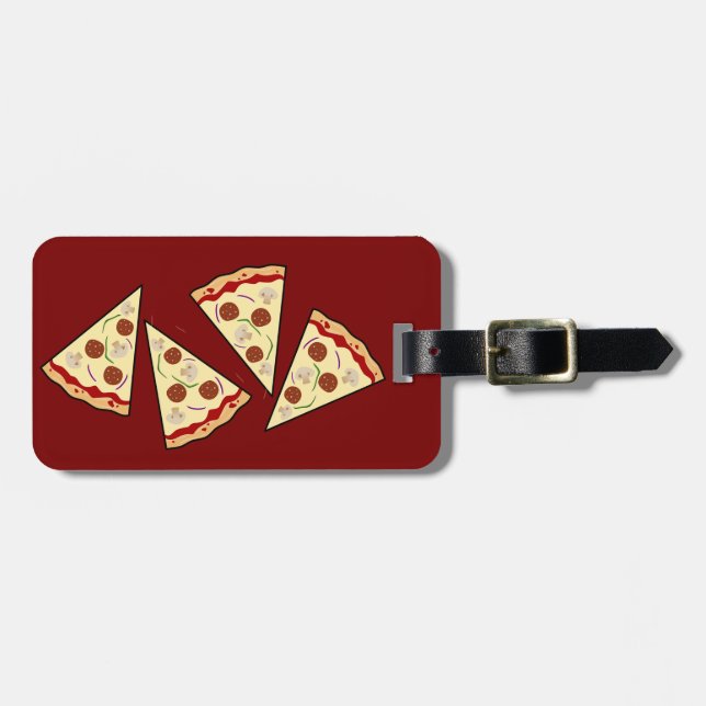 Para Maletas Etiqueta de equipaje de diseño de lonchas de pizza (Frente Horizontal)