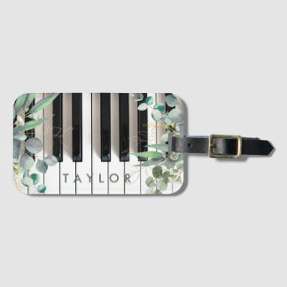 Para Maletas etiqueta de equipaje de diseño de piano verde