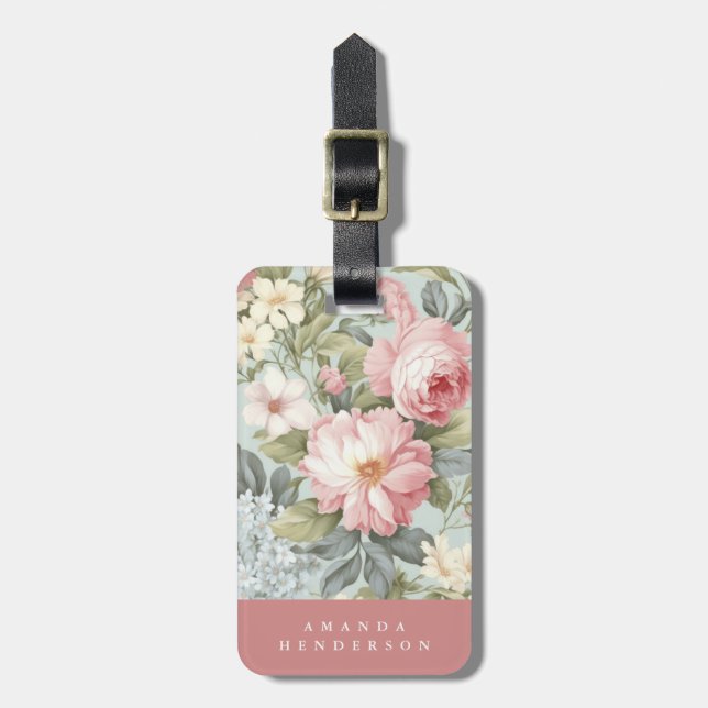 Para Maletas Etiqueta de equipaje de flor (Frente Vertical)