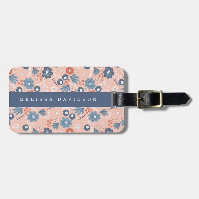 Para Maletas Etiqueta de equipaje de flores caprichosas (Frente Horizontal)