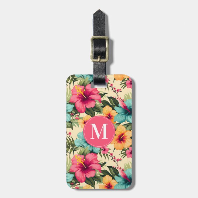 Para Maletas Etiqueta de equipaje de flores hawaianas (Frente Vertical)