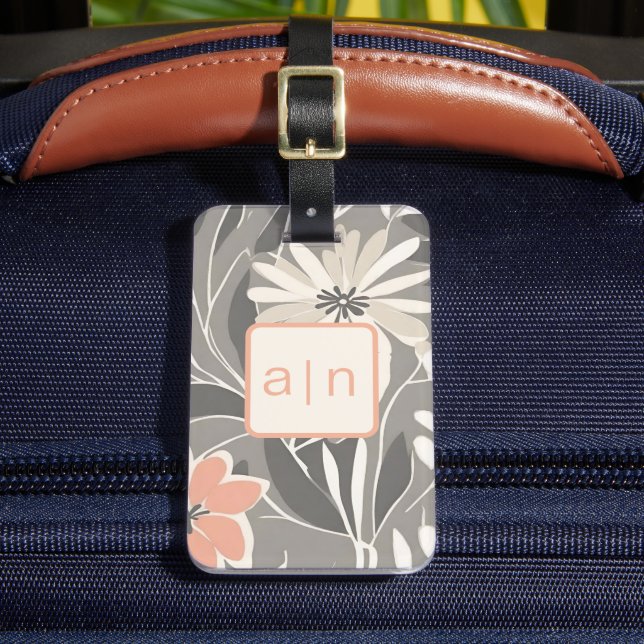 Para Maletas Etiqueta de equipaje de flores silvestres monogram (Anverso In situ 2)