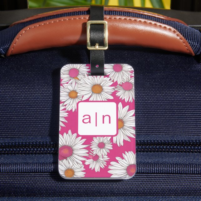 Para Maletas Etiqueta de equipaje de flores silvestres monogram (Anverso In situ 2)