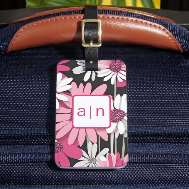 Para Maletas Etiqueta de equipaje de flores silvestres monogram (Anverso In situ 2)