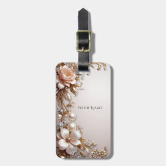 Para Maletas Etiqueta de equipaje de flores suaves rosadas y bl