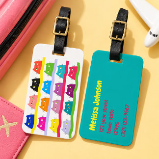 Para Maletas Etiqueta de Equipaje de Gato Colorido Cute Kawaii 