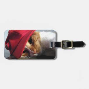 Para Maletas Etiqueta de equipaje de gato lindo que lleva gorra