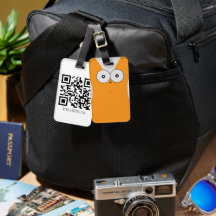 Etiqueta de equipaje de gato sorprendido código QR