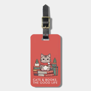 Para Maletas Etiqueta de equipaje de gatos y libros