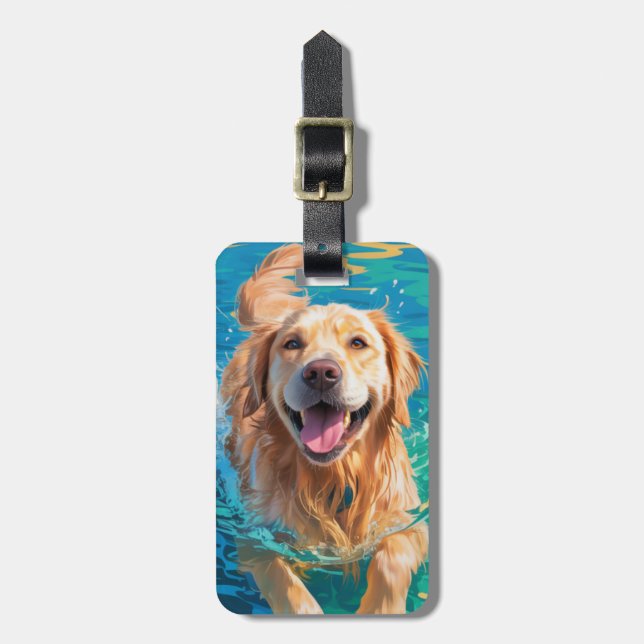 Para Maletas Etiqueta de equipaje de Golden Retriever (Frente Vertical)