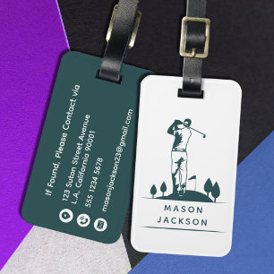 Para Maletas Etiqueta de equipaje de golf verde bosque masculin
