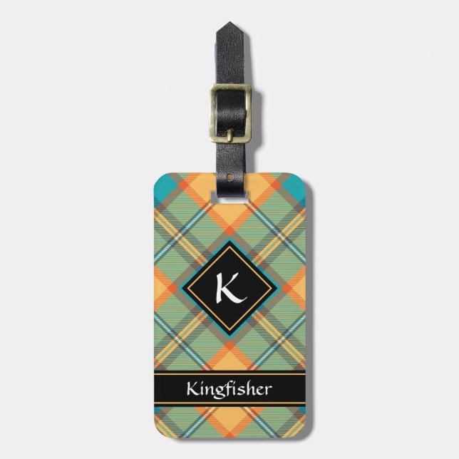 Para Maletas Etiqueta de equipaje de Kingfisher Tartan (Frente Vertical)