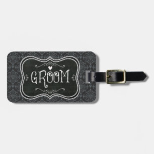 Para Maletas Etiqueta de equipaje de la placa negra de Damask d