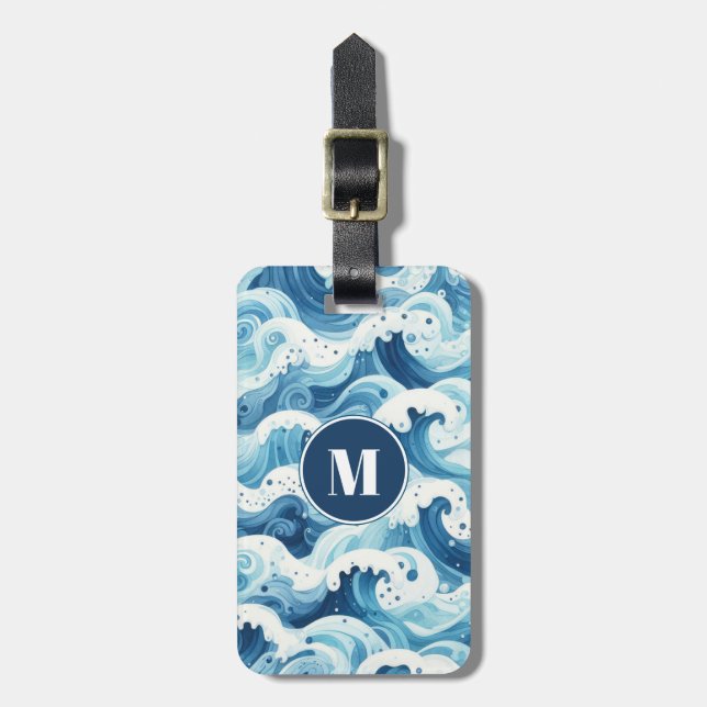 Para Maletas Etiqueta de equipaje de la playa azul (Frente Vertical)