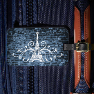 Para Maletas Etiqueta de equipaje de la torre Eiffel Azul