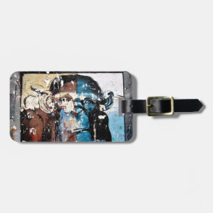 Para Maletas Etiqueta de equipaje de mono con correa de cuero