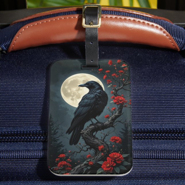 Para Maletas Etiqueta de equipaje de Moonlit Raven (Anverso In situ 2)