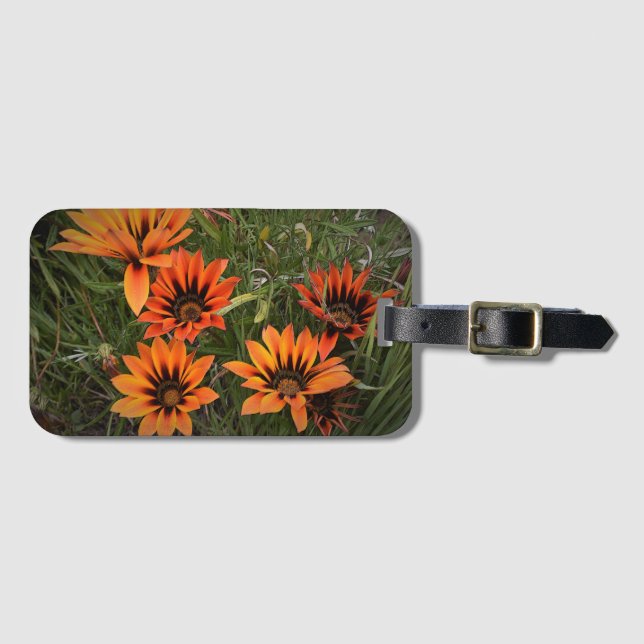 Para Maletas Etiqueta de equipaje de naranja y Gazanias negras (Anverso horizontal)