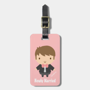 Para Maletas Etiqueta de equipaje de novio de boda lindo en esm