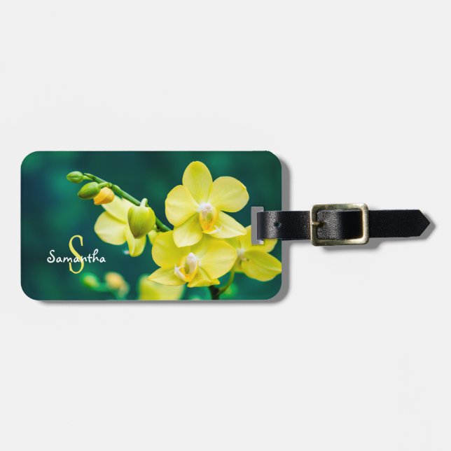 Para Maletas Etiqueta de equipaje de orquídea amarilla (Frente Horizontal)