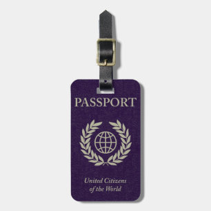 Para Maletas etiqueta de equipaje de pasaporte morado