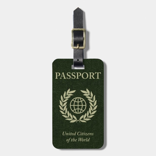 Para Maletas etiqueta de equipaje de pasaporte verde (Frente Vertical)