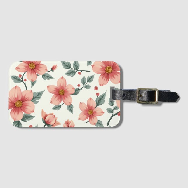 Para Maletas Etiqueta de equipaje de patrón de flor (Anverso horizontal)