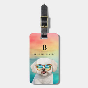 Para Maletas Etiqueta de equipaje de perro de fríjon de Bichon