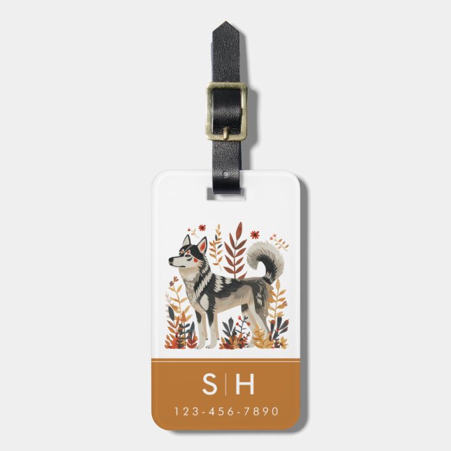 Para Maletas Etiqueta de Equipaje de Perro Husky (Frente Vertical)