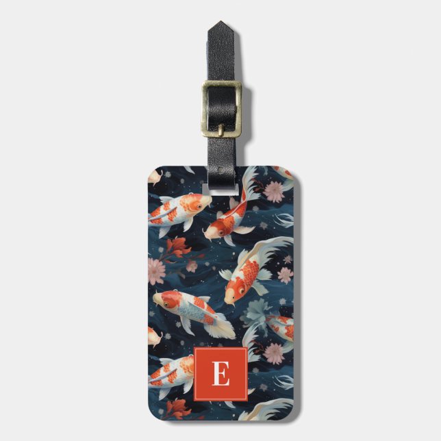 Para Maletas Etiqueta de equipaje de pescado de Koi (Frente Vertical)