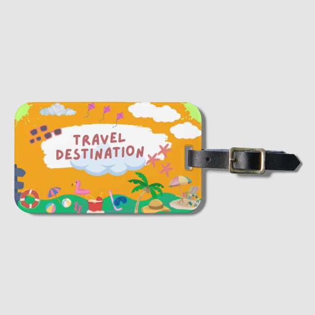 Para Maletas Etiqueta de equipaje de playa Retro Sunset (Anverso horizontal)