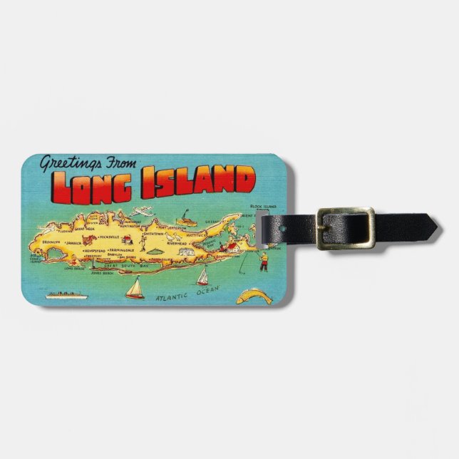 Para Maletas Etiqueta de equipaje de postal de Long Island (Frente Horizontal)