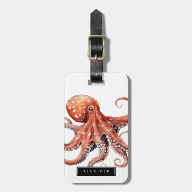 Para Maletas Etiqueta de equipaje de pulpo (Frente Vertical)