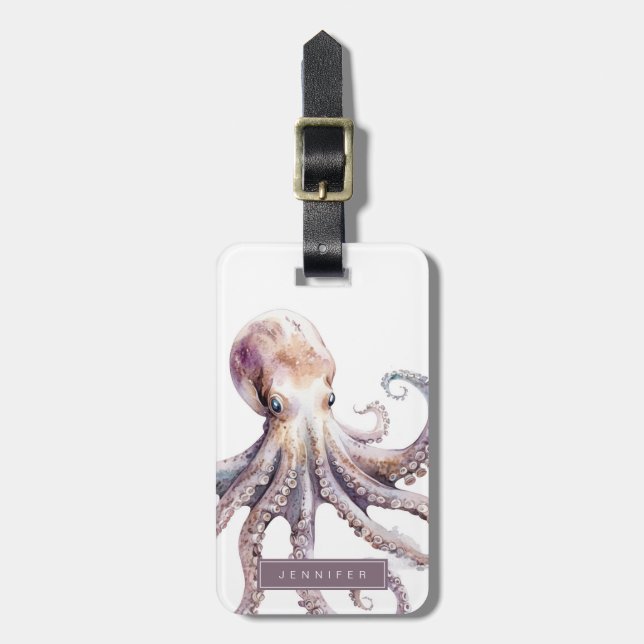 Para Maletas Etiqueta de equipaje de pulpo (Frente Vertical)
