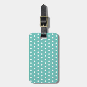 Para Maletas Etiqueta de equipaje de punto de polka (Aqua & Whi